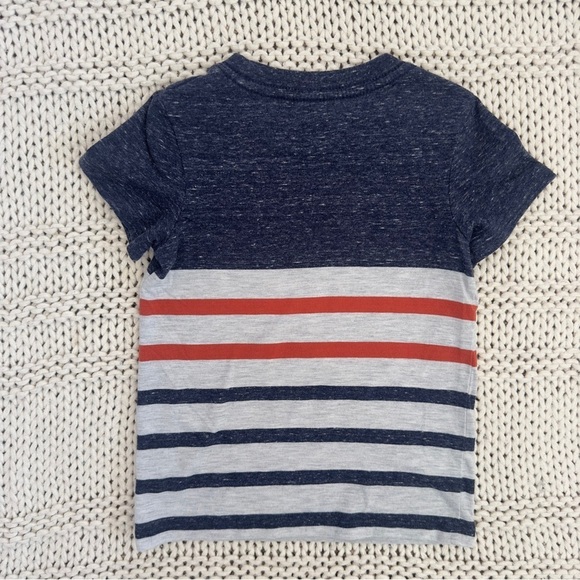 Cat & Jack Toddler Boys' Stripe T-Shirt Navy/Orange 2T - Picture 2 of 4